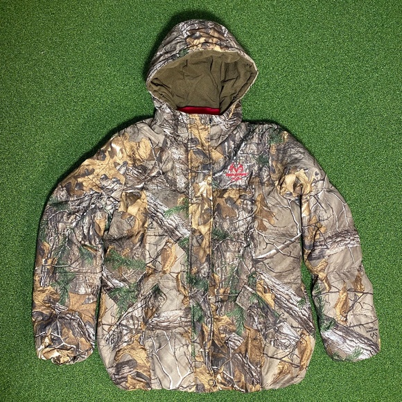 Realtree Mens Camo Hooded Puffer Jacket 